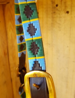 Forest green and blue, leather Argentinian Polo halter 