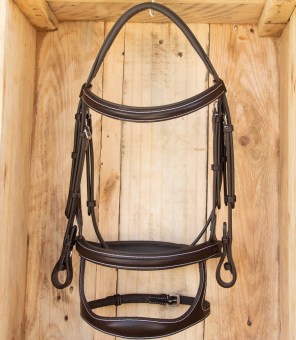 Dark brown double noseband comfort bridle 